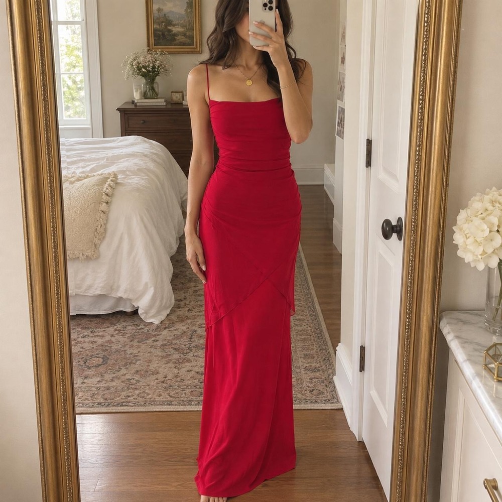 y2k misope small red maxi dress